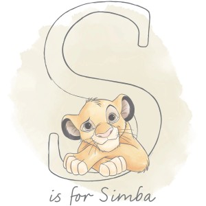 Wandbild: Simba-Motiv mit dem Buchstaben S. Kinderzimmer-Deko.