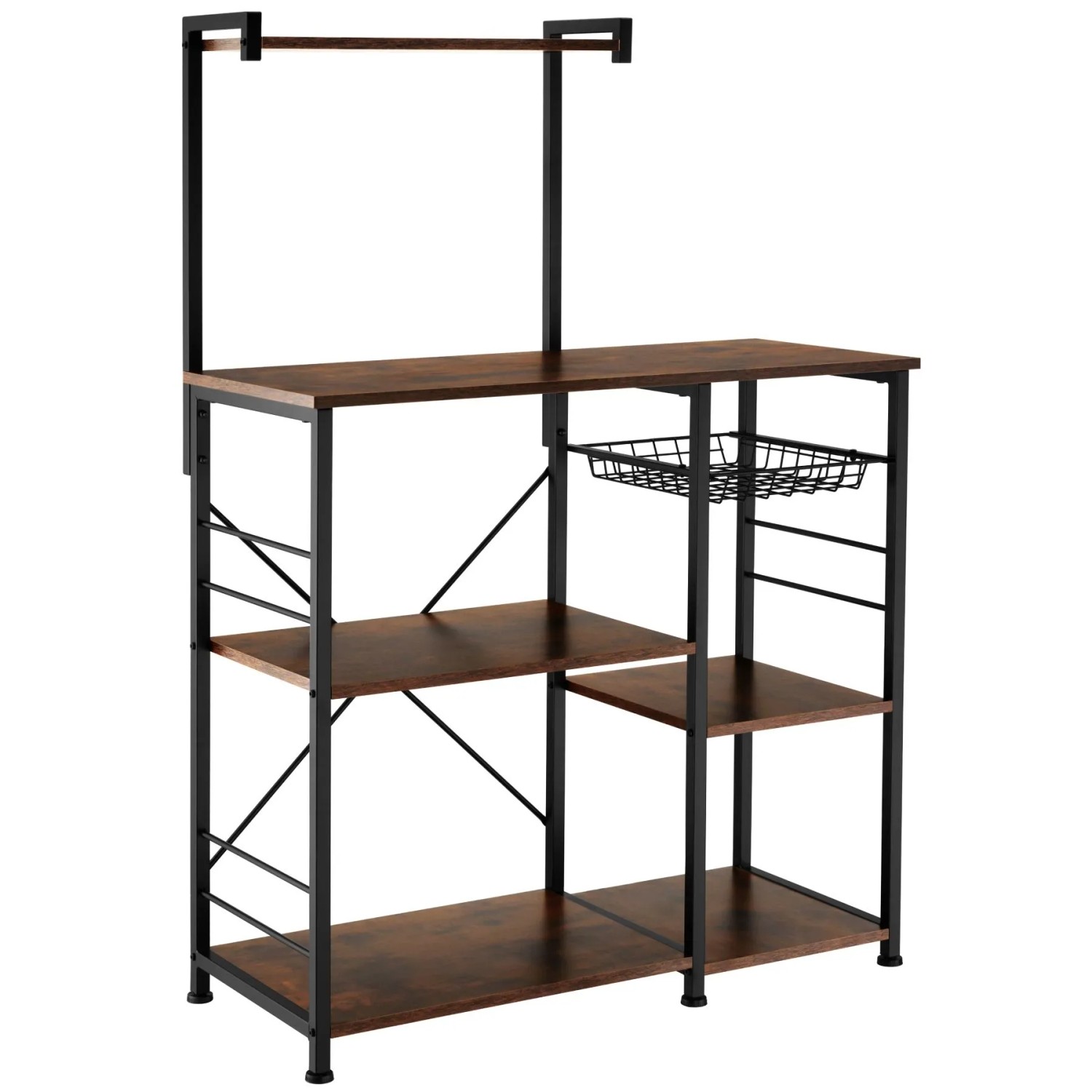 Tectake Küchenregal Crawley Industrial Style Holz und Stahl  90 x 40 x 131 50 cm Industrial Holz Dunkel  Rustikal