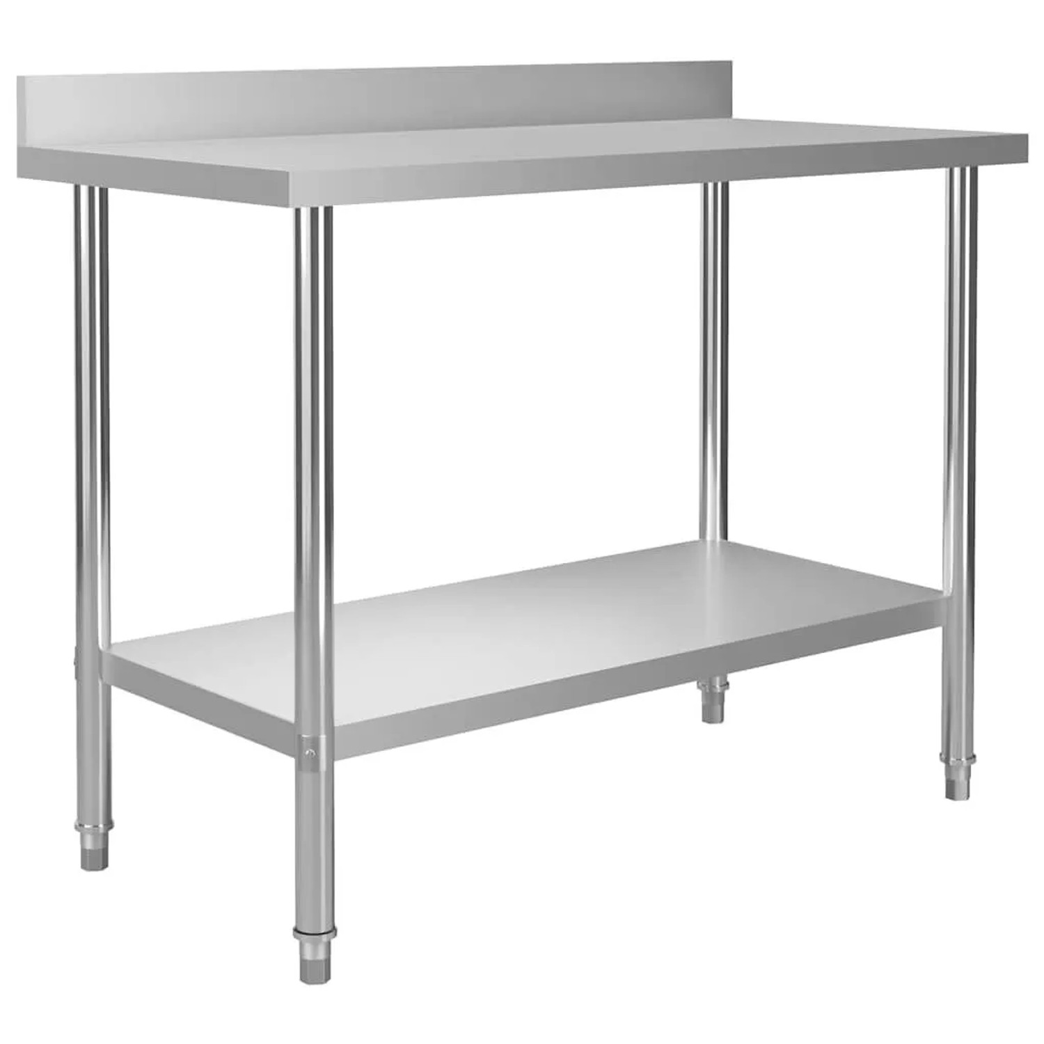 DELUKE Edelstahl Arbeitstisch KUGO 120x60x93cm Mit Aufkantung Gastro-Arbeitstisch Arbeitsfläche Gastro-Küchentisch Küche...