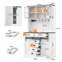 Merax Küchenschrank 180x108x40 cm Weiß LED Steckdose Arbeitsplatte 6 Schubladen_5