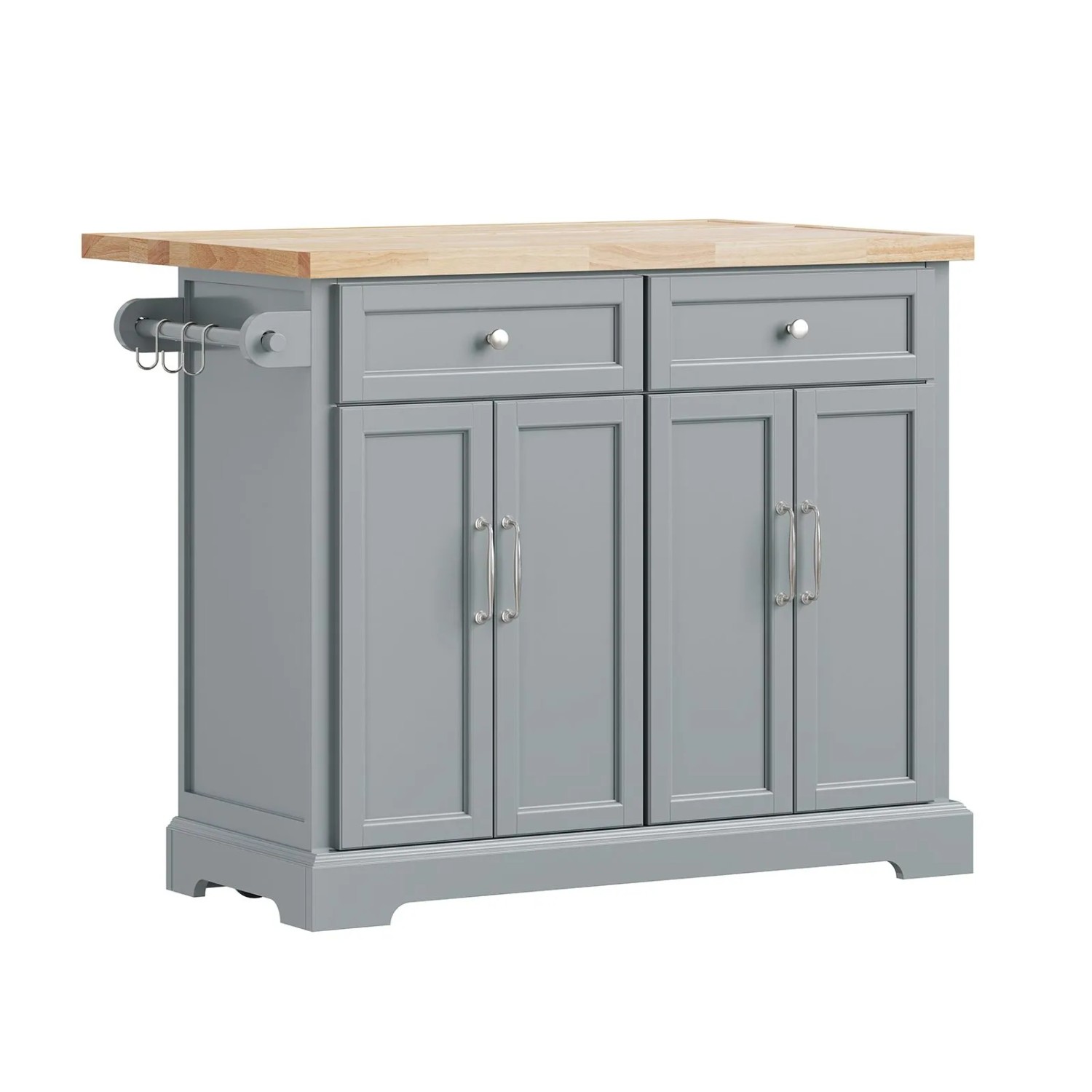 SoBuy Kücheninsel mit Klappplatte Küchenwagen mit 2 Schubladen Sideboard für die Küche Grau 115x92x71cm FKW71-III-HG