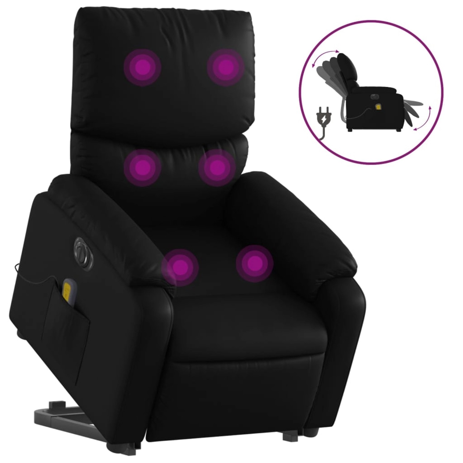 vidaXL Massagesessel mit Aufstehhilfe Elektrisch Schwarz Kunstleder Modell günstig online kaufen