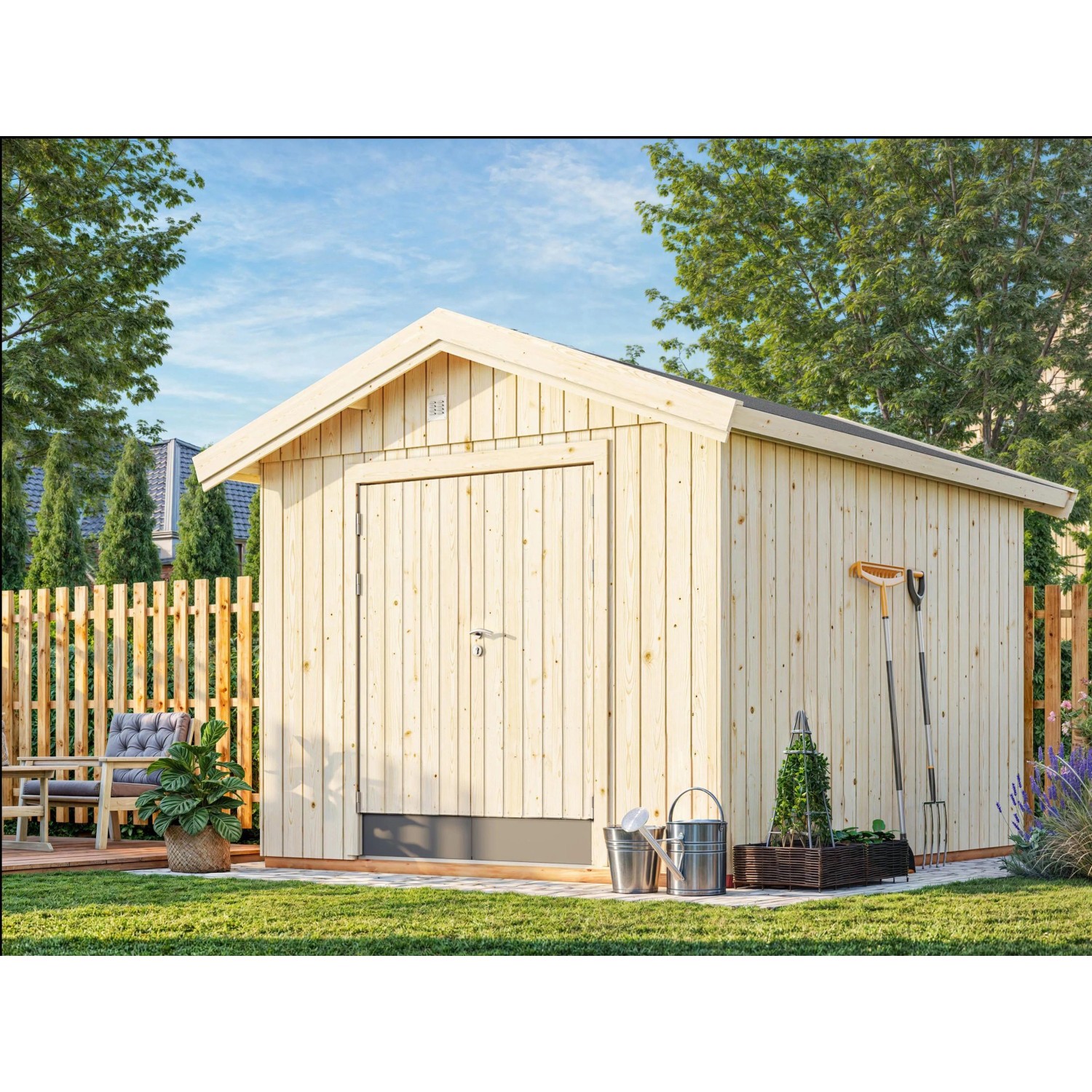 Palmako Martin Holz-Gartenhaus Natur Satteldach Unbehandelt 275 cm x 344 cm günstig online kaufen