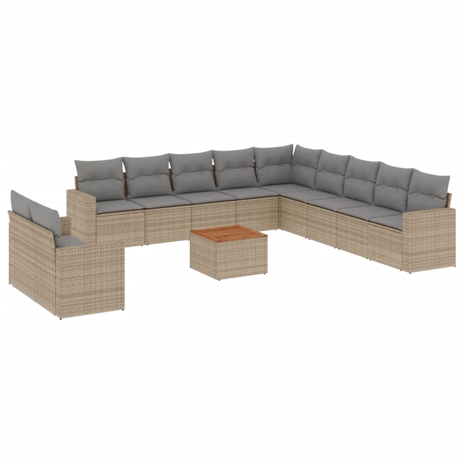 vidaXL 12-Tlg Garten-Sofagarnitur mit Kissen Beige Poly Rattan 3256535 günstig online kaufen