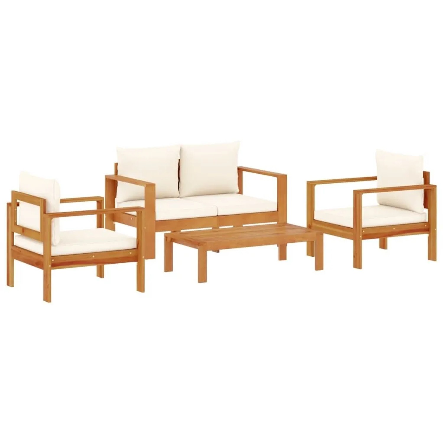 vidaXL 4 Tlg Garten-Sofagarnitur mit Kissen Massivholz Akazie 3214838