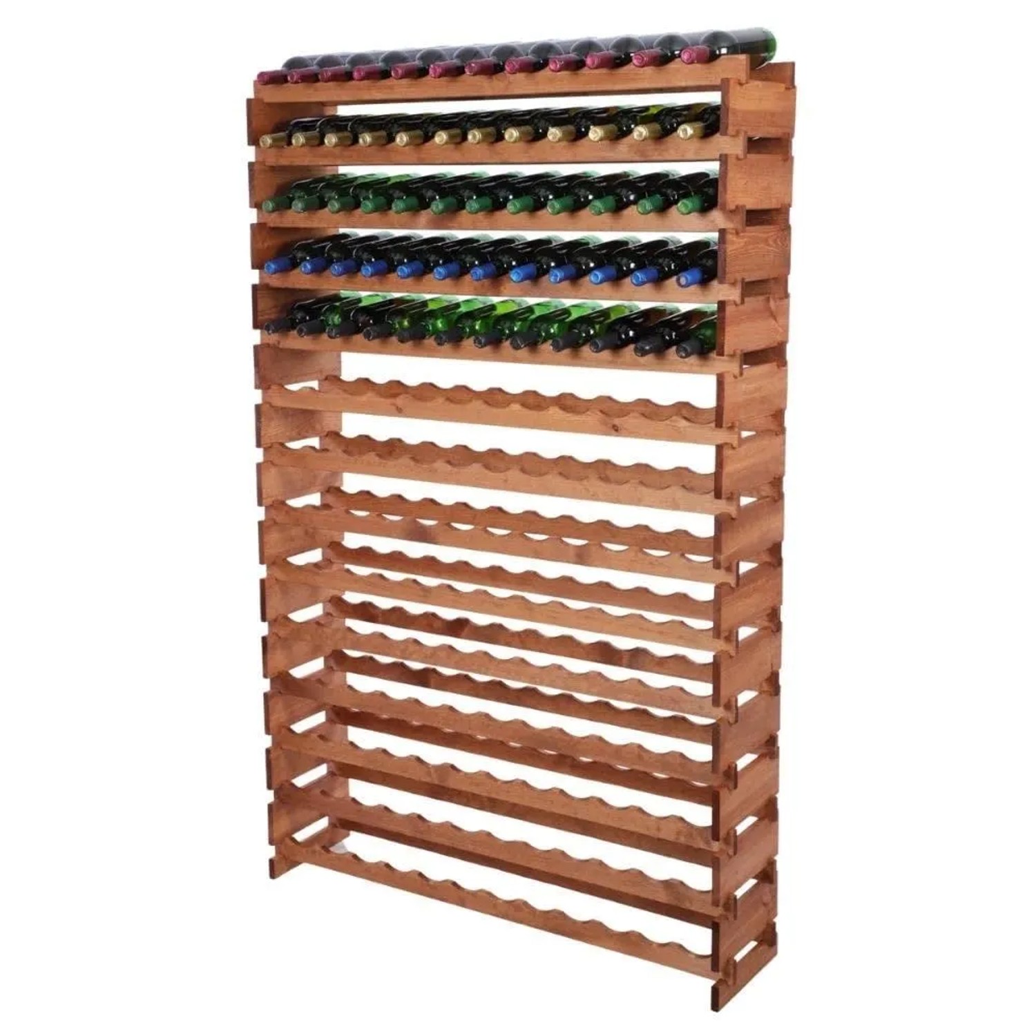 PROREGAL Weinregal VINOTECA FLEX PRO HxBxT 191x123x28cm 168 Flaschen Auf 14 Ebenen Massives Kiefernholz Braun Geölt