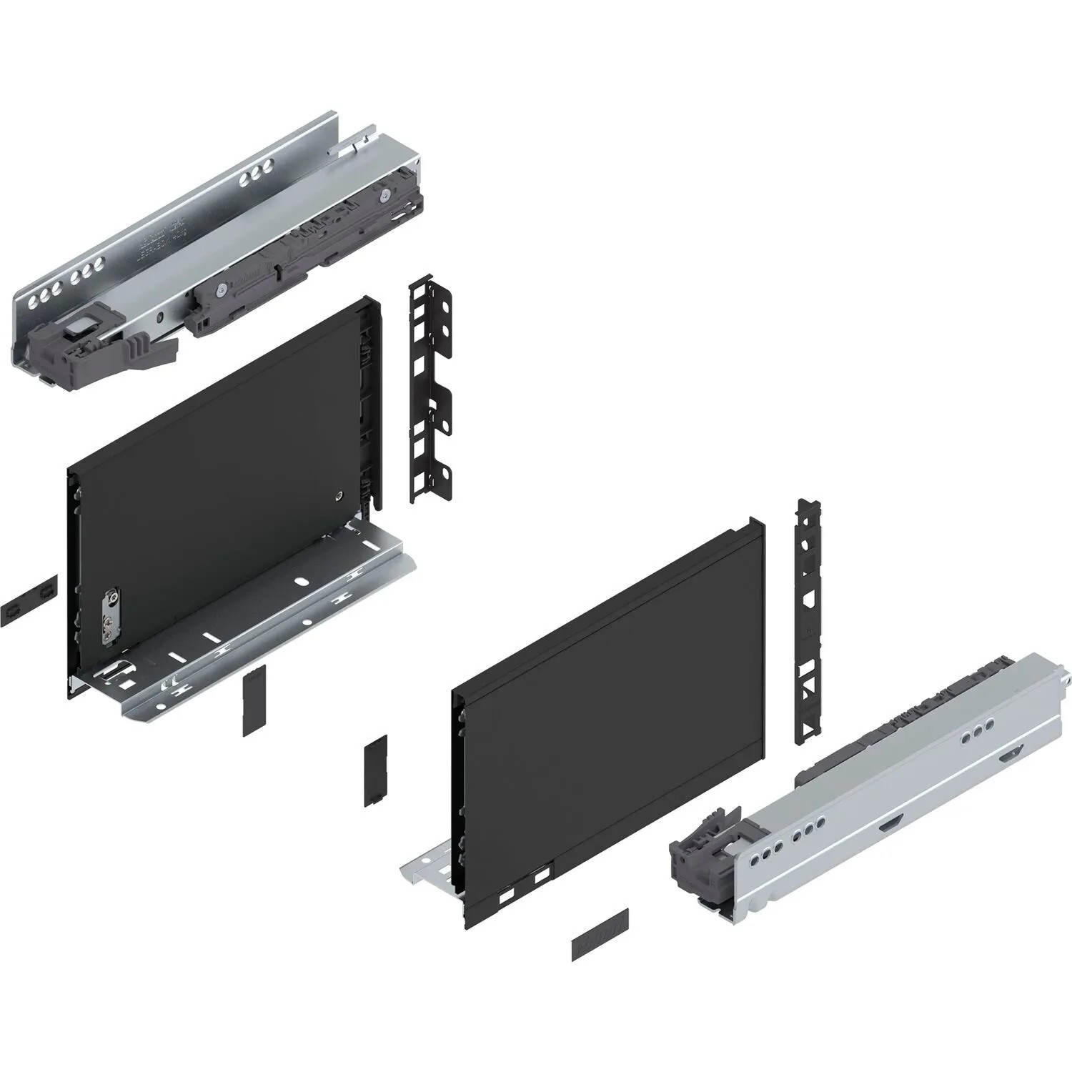 Blum Legrabox Pure Set Höhe C Tip-On Vollauszug 270 mm 40 kg Carbonschwarz 1 Paar
