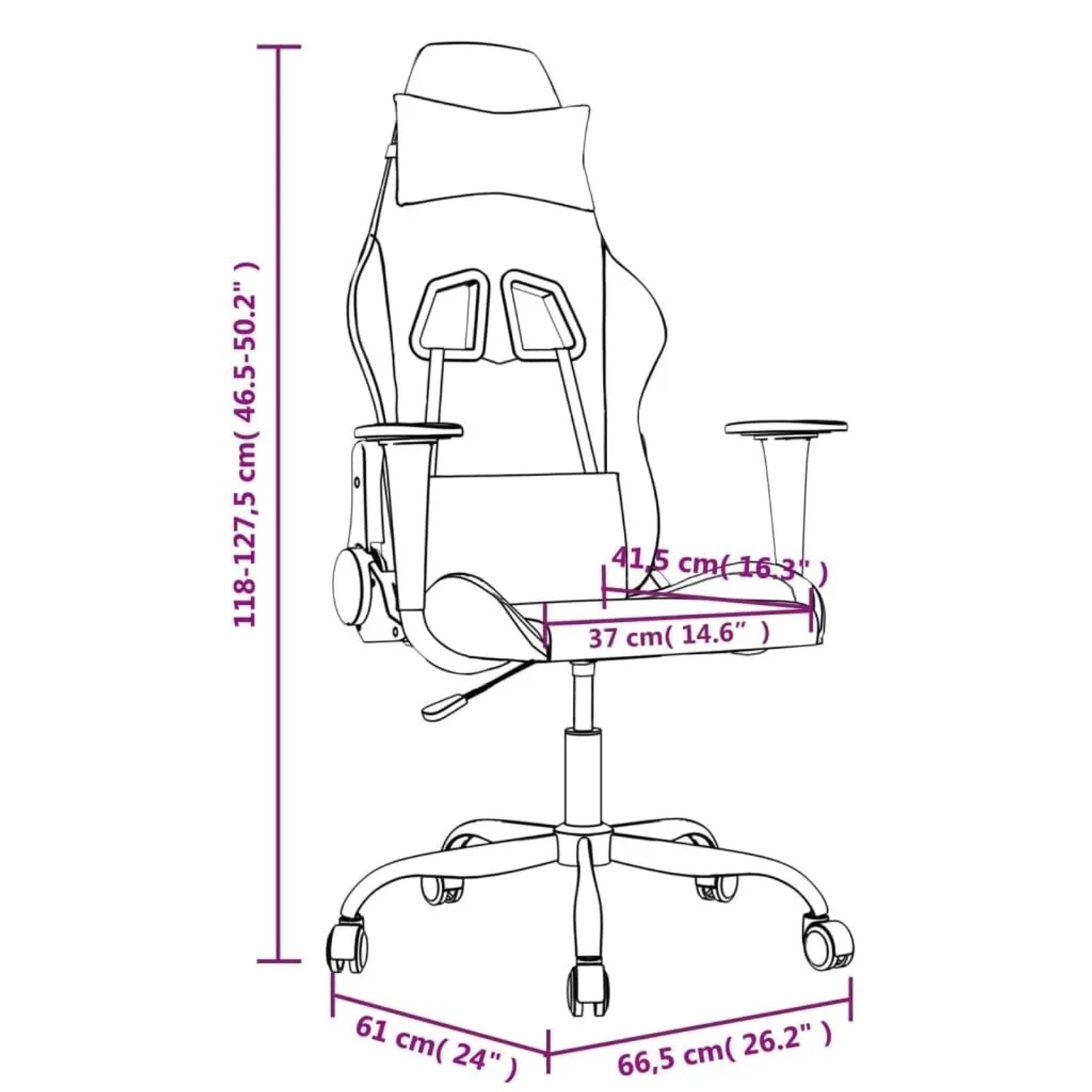 vidaXL Gaming-Stuhl mit Massagefunktion Weiß und Schwarz Kunstleder 345409_14