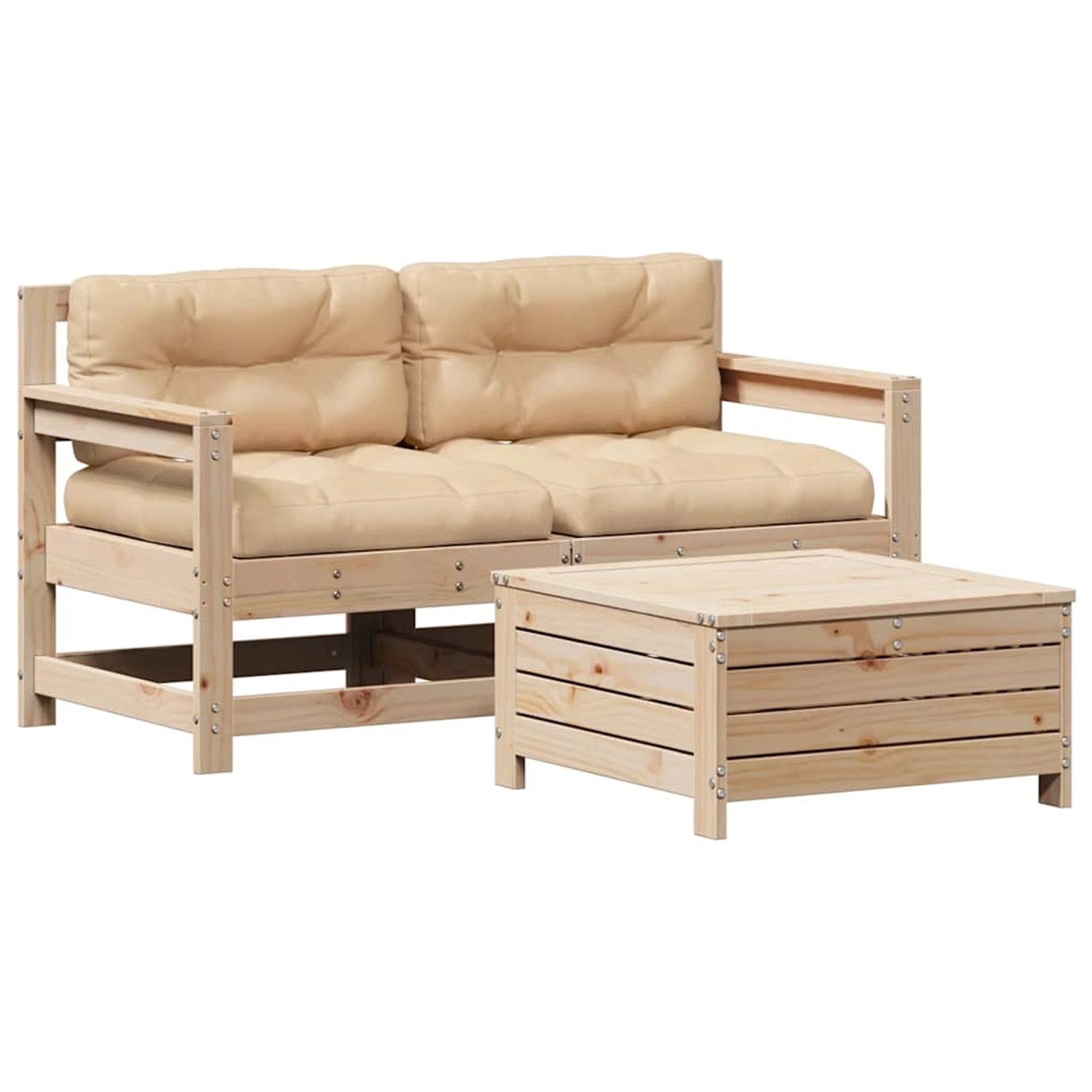 Thumbnail - vidaXL 3-Tlg Garten-Lounge-Set mit Kissen Massivholz Kiefer 3250764