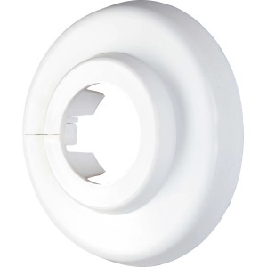 Weiße Scharnierrosette, Ø 18 mm, 10er-Pack zur Abdeckung von Rohrdurchführungen.