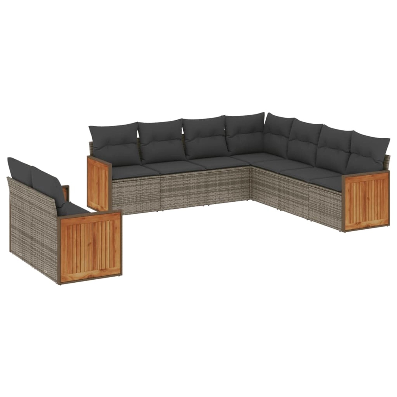 vidaXL 9-Tlg Garten-Sofagarnitur mit Kissen Grau Poly Rattan 3227782 günstig online kaufen