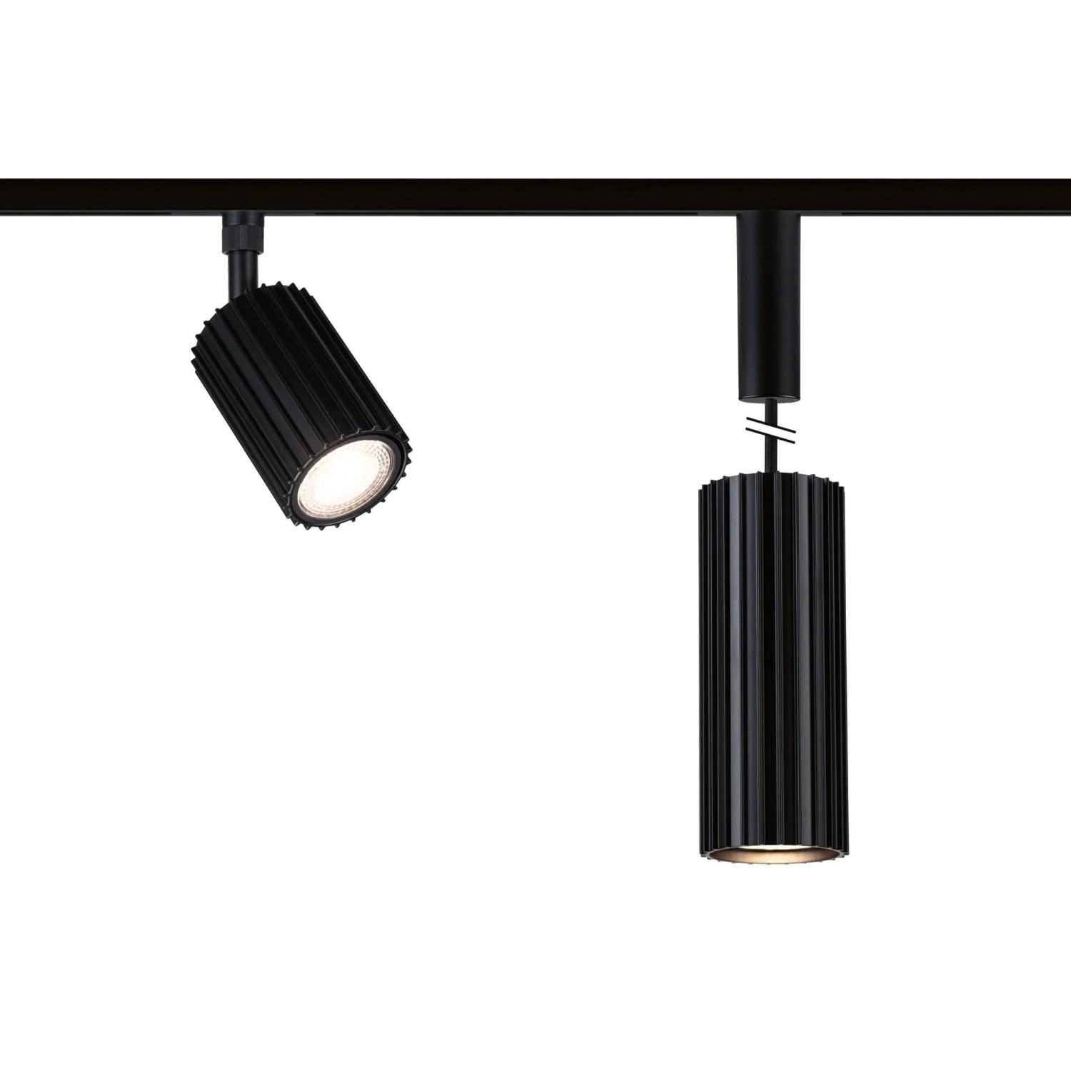 Paulmann Pendel Lirena URail, schwarz matt, mit Lamellenoptik am LED-Schienensystem. Ideal für Esstische.