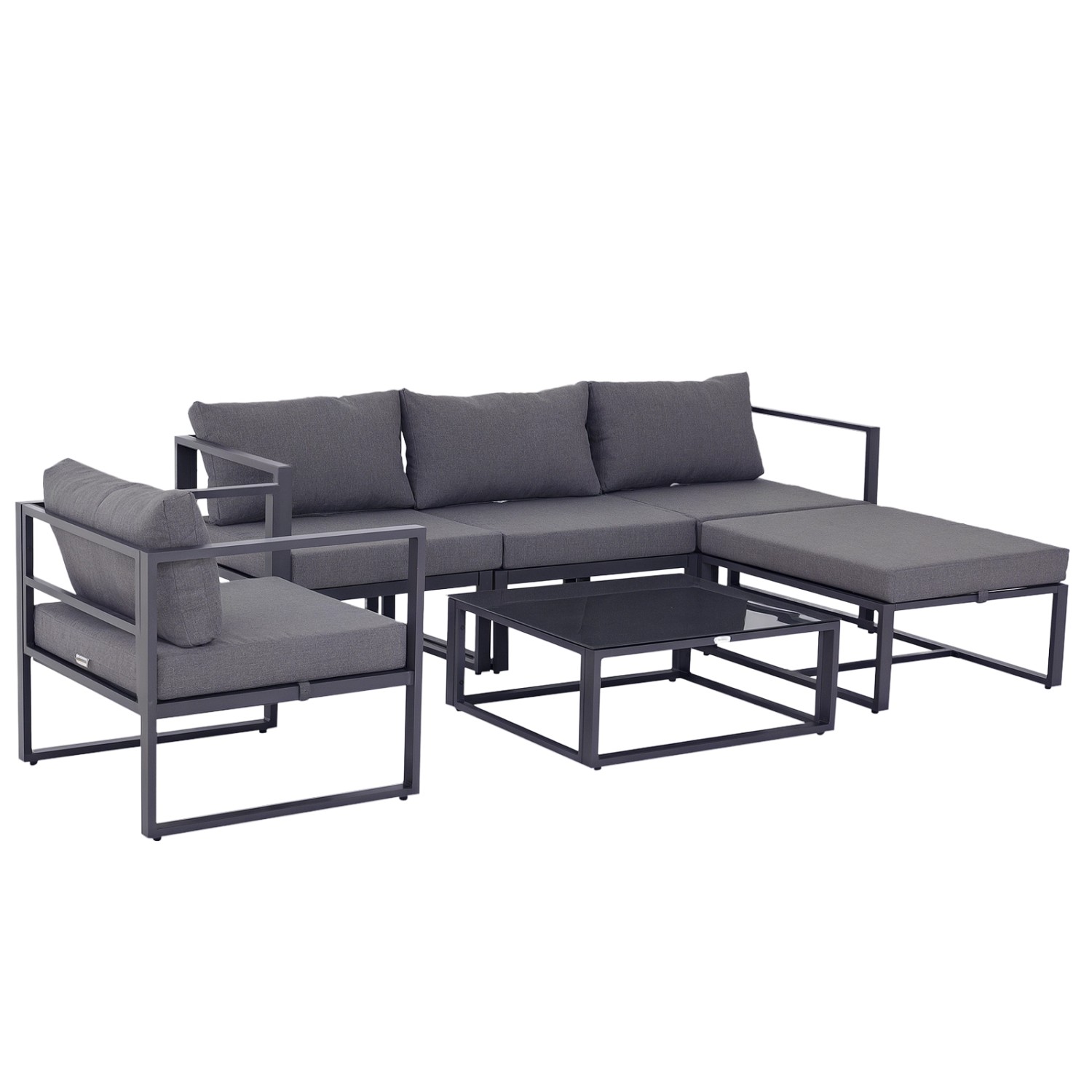 Outsunny Garten Sofa Set Aluminium Polyester Hartglas Grau B73 x T65 x H63 günstig online kaufen