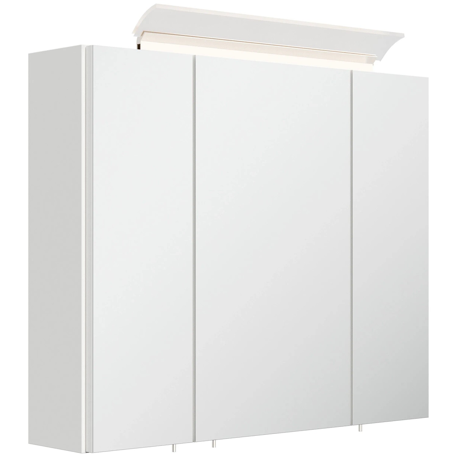 Posseik Spiegelschrank inkl. Design LED-Lampe u. Glasböden 75 cm Weiß Hochglanz