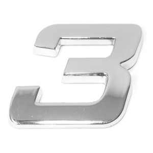 Eufab 3D Autoaufkleber '3' in Chrom-Optik für die Außenausstattung.