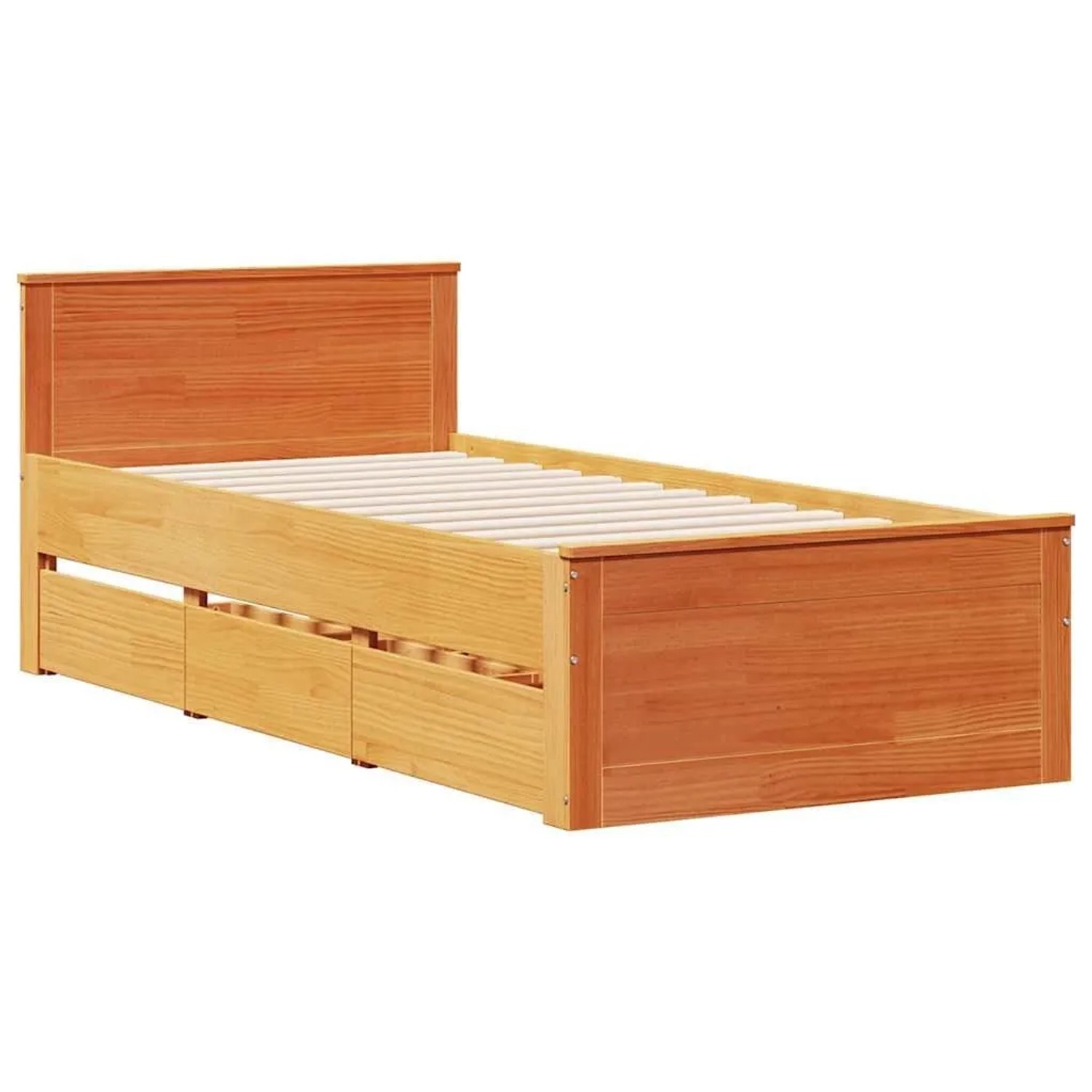 vidaXL Massivholzbett ohne Matratze mit Kopfteil Wachsbraun 90x190 cm 33087 günstig online kaufen