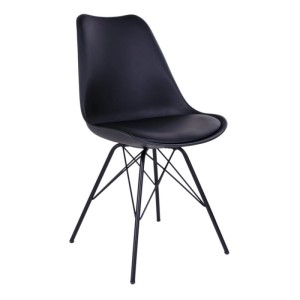 Schwarzer ebuy24 Olav Schalenstuhl mit schwarzem Metallgestell. Moderner Stuhl für Esszimmer und Wohnbereich.