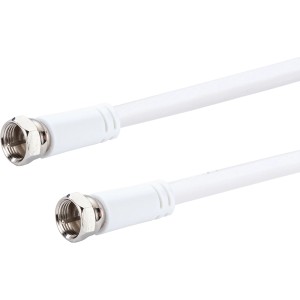 Weißes Schwaiger Antennenkabel SAT-Anschlusskabel (15m) mit F-Steckern.