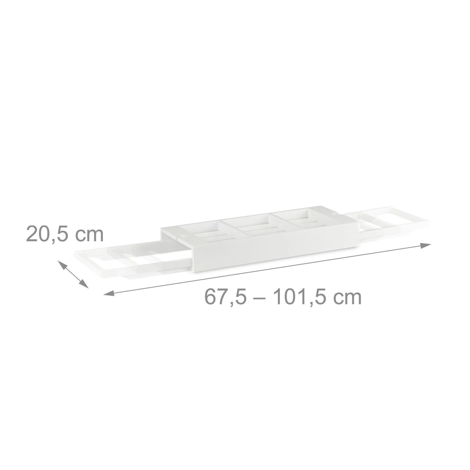 Relaxdays Badewannenablage Bambus Weiß Ausziehbar 7 cm x 67,5 cm x 20,5 cm 1,3 kg_4