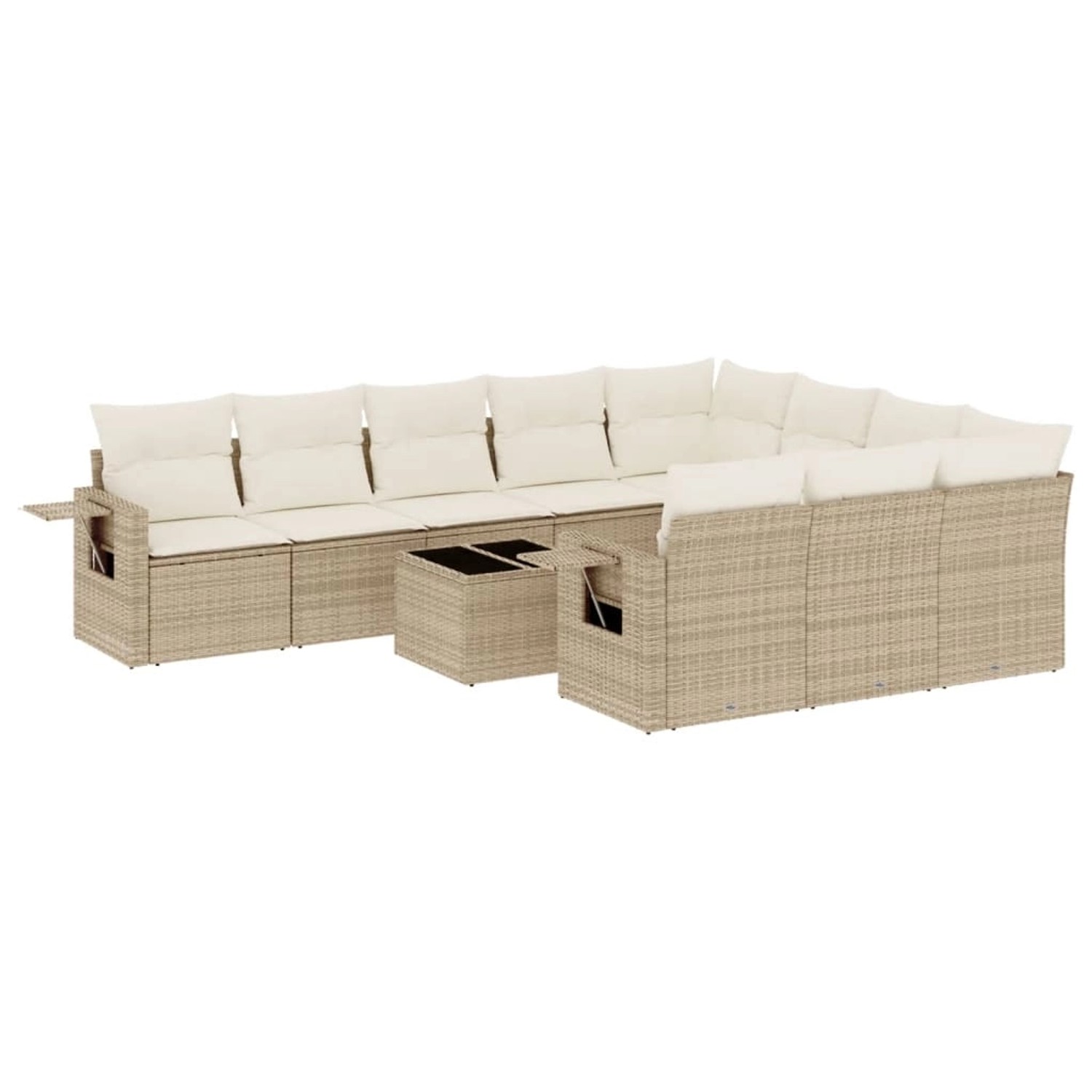 vidaXL 11-Tlg Garten-Sofagarnitur mit Kissen Beige Poly Rattan 3253035 günstig online kaufen