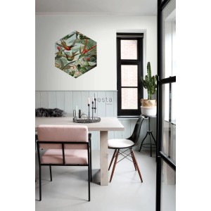 ESTAhome Wandtattoo Vögel Dschungelgrün (70x81cm) im Wohnraum.
