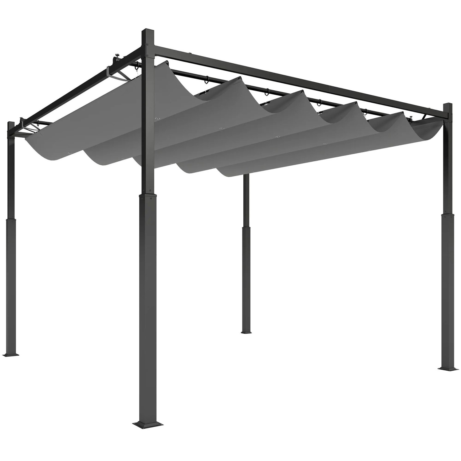 Furnicato Pergola Ca 3x3 M Freistehend Terrassenüberdachung Mit Schiebedach Magnetisches Pad 8 Cm Säule Uv-beständig
