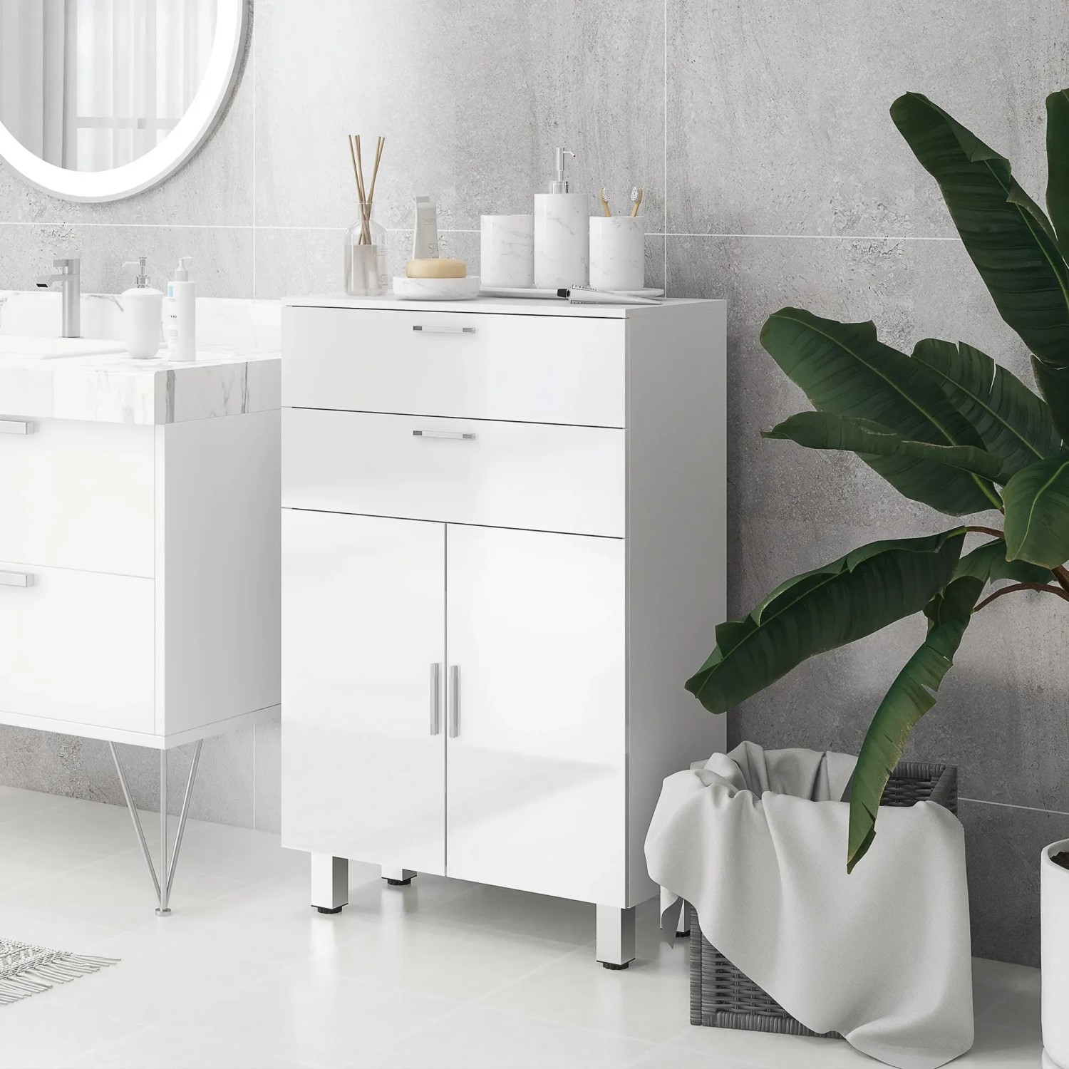 kleankin Badschrank 60 x 30 x 93 cm Weiß kaufen bei OBI