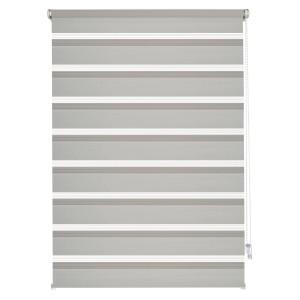 Gardinia Doppelrollo EasyFix, 90x150 cm, Grau, mit transparenten und blickdichten Streifen.