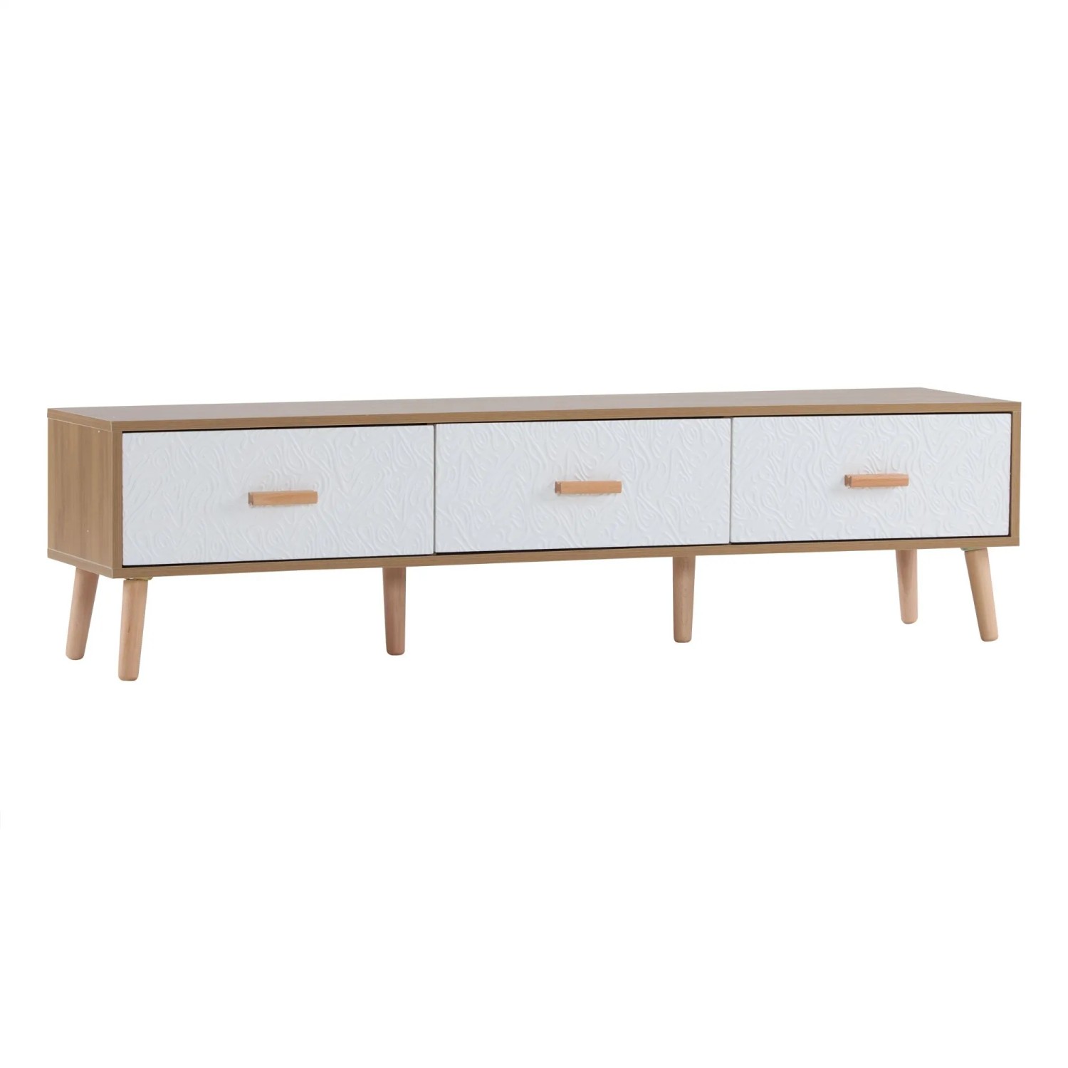 ModernLuxe TV Lowboard mit 3 Schubladen Spanplatte Weiß