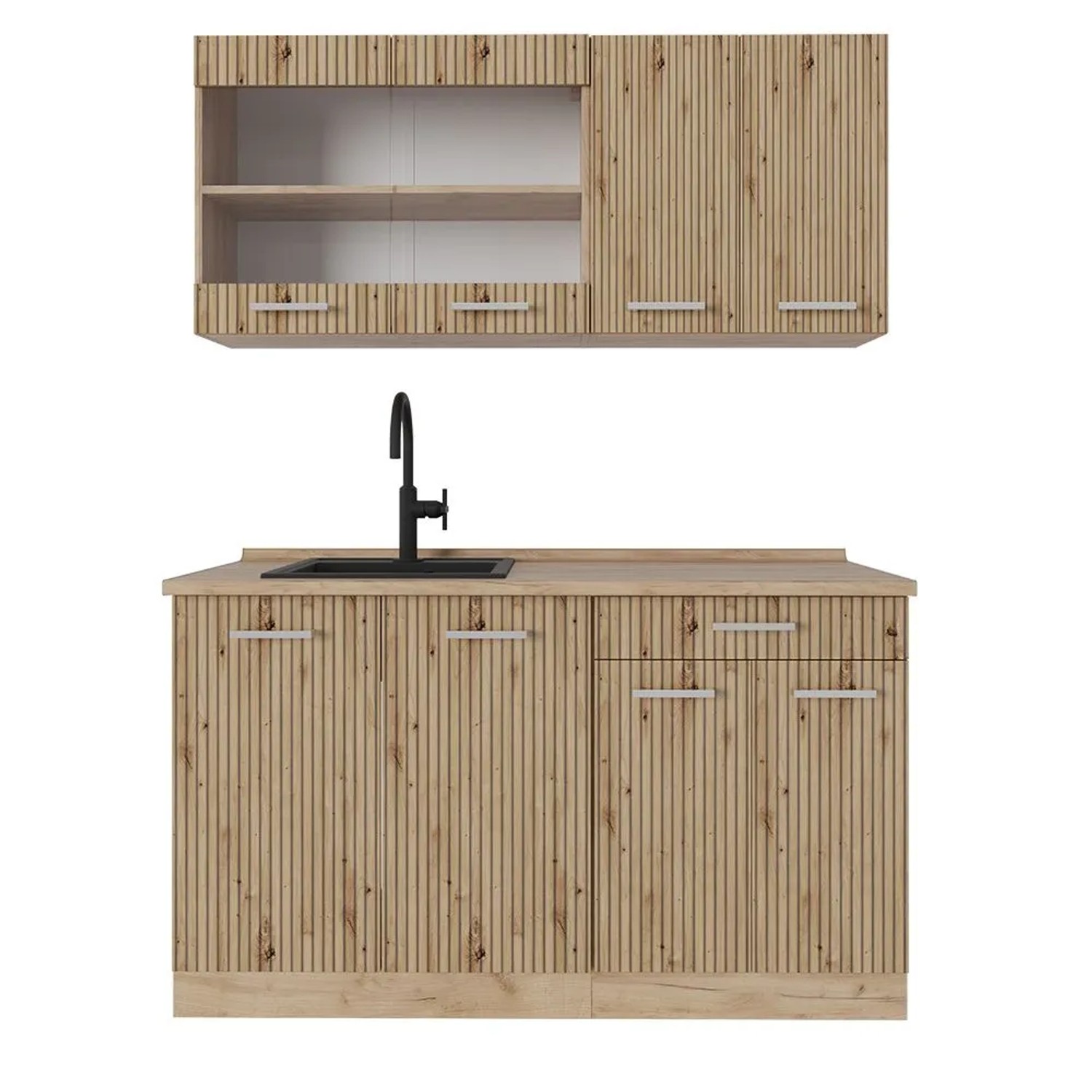 Vicco R-Line Singleküche Artisan-Eiche Goldkraft Eiche 140 cm AP Eiche ohne E-Geräte