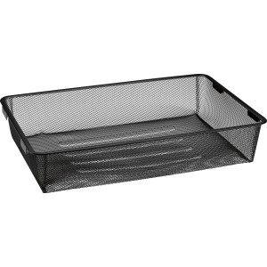 Schwarzer Metall-Drahtgitterkorb (60x39x12cm) für Regale, zur Aufbewahrung von Gegenständen.