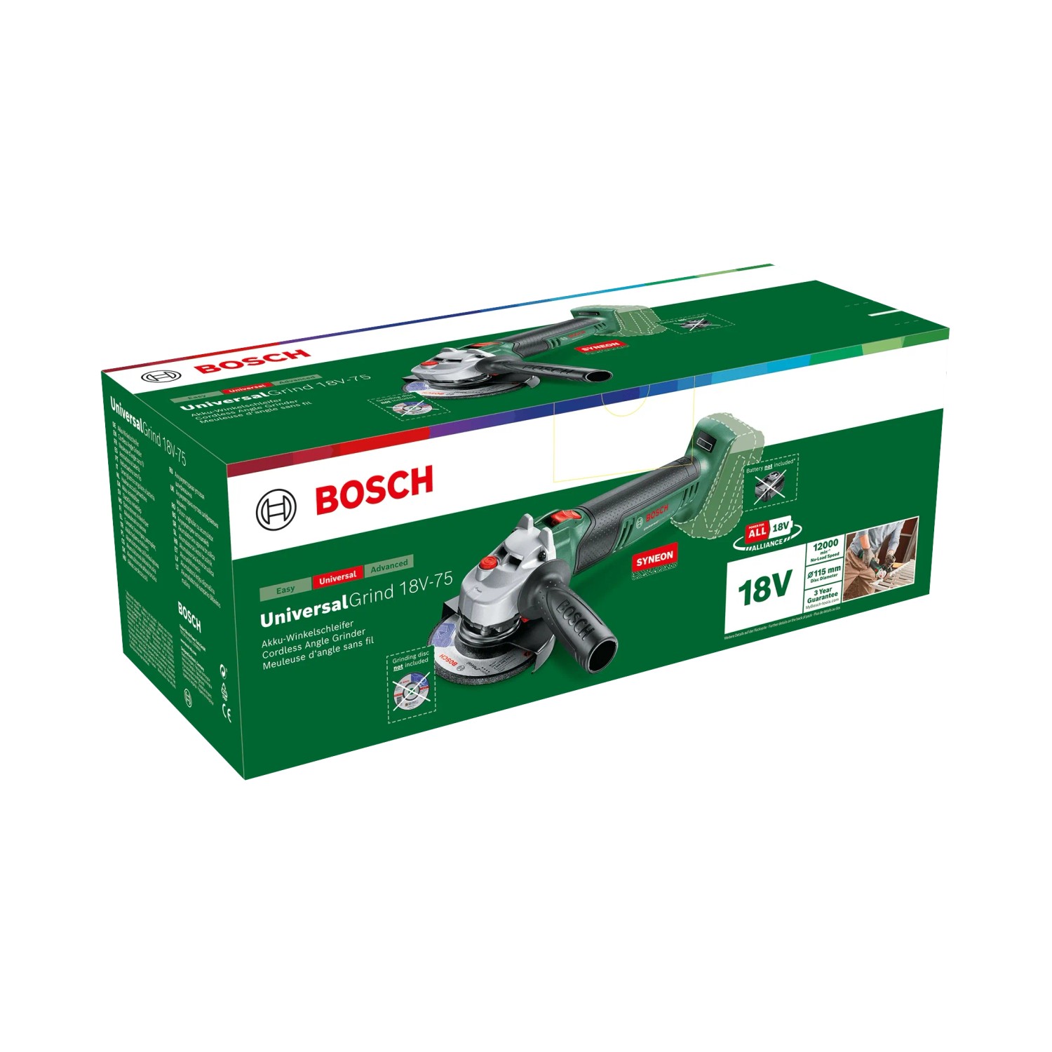 Bosch UniversalGrind 18V-75 Akku-Winkelschleifer – Kompakt, 125 Mm, Ohne Akku, Für Schleifen, Trennen & Bürsten