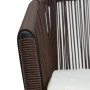 Detailansicht: Brauner Rattan-Stuhl mit cremefarbenem Kissen aus dem vidaXL Bistro-Set.