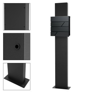 ML-Design Standbriefkasten Anthrazit mit Zeitungsfach und 170cm Pfosten.