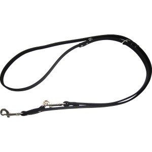Schwarze Heim Hunde-Vorführleine aus Softleder, 300 cm lang und 18 mm breit.