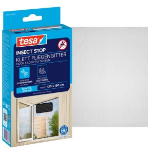 tesa Insect Stop Klett Fliegengitter anthrazit für Fenster, zuschneidbar, inkl. Klettband, max. 130x150 cm.