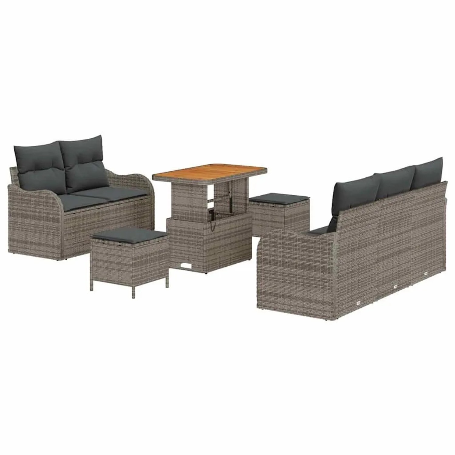 Thumbnail - vidaXL Garten-Sofa-Set mit Kissen mit Speicher 8-Tlg Grau 3364163