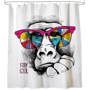 Sanilo Duschvorhang Stay Cool 180x200 cm mit Gorilla und pinker Brille.