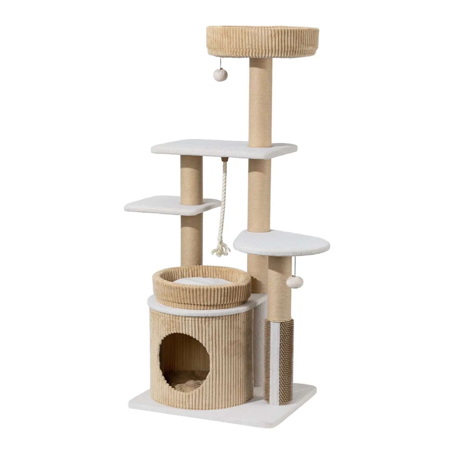 Fudajo Forest Oak 138Cm Kratzbaum Beige Katzenbaum Katzenkratzbaum Kletterbaum