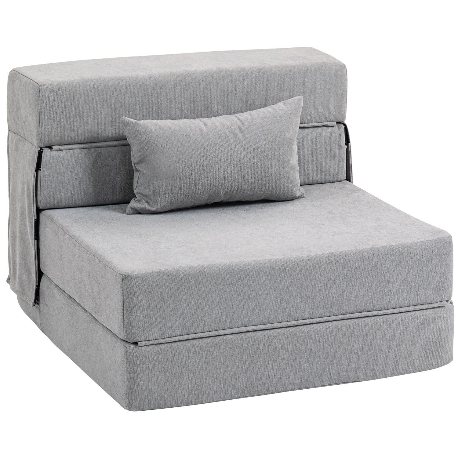 HOMCOM 3 in 1 Schlafsessel Klappbares Schlafsofa mit Bettfunktion Hellgrau