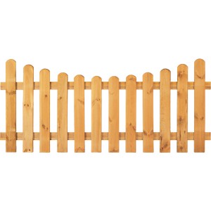 Grüner T&J Gartenzaun Heiko Unterbogen, 180 cm breit, mit abgerundeten Latten.