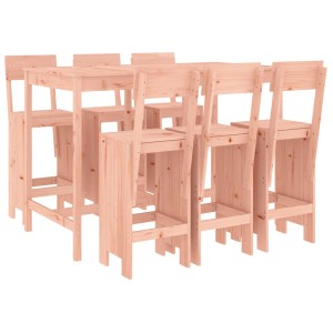 7-teiliges Gartenbar-Set aus Douglasienholz mit Tisch und 6 Barhockern.