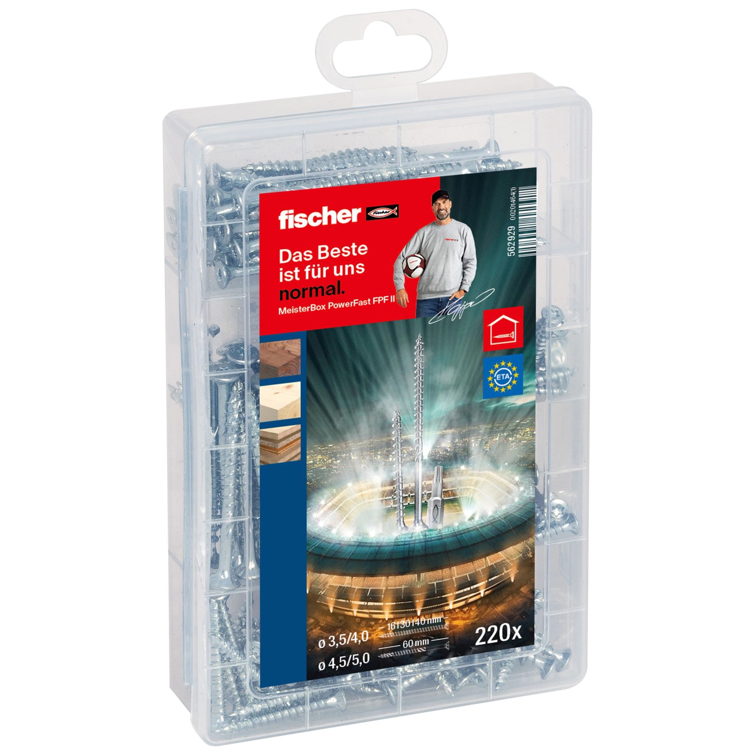 Fischer Schrauben-Box Meisterbox - PowerFast II Senkkopf/Vollgewinde 220 Stück