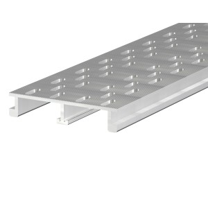 Eloxierte Aluminium Entwässerungsrinne Proside, 100x20x2000 mm, für Terrassen und Hausanschlüsse.