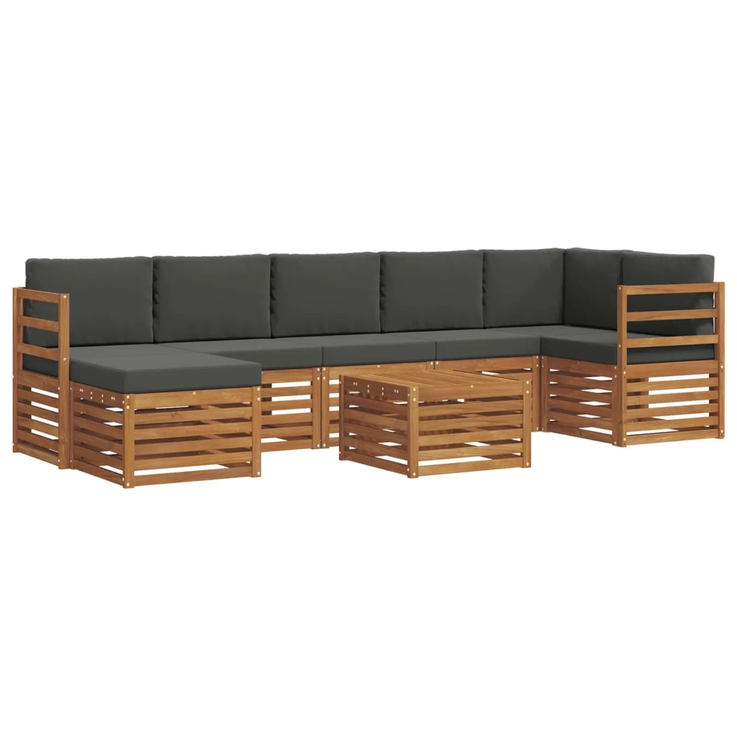 vidaXL Sofagarnituren 8 Tlg Natur und Anthrazit Massivholz Akazie 3375192