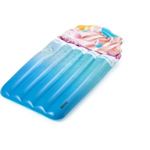 Bestway Luftmatratze im Milchshake-Design, blau-weiß, mit Getränkehalter.