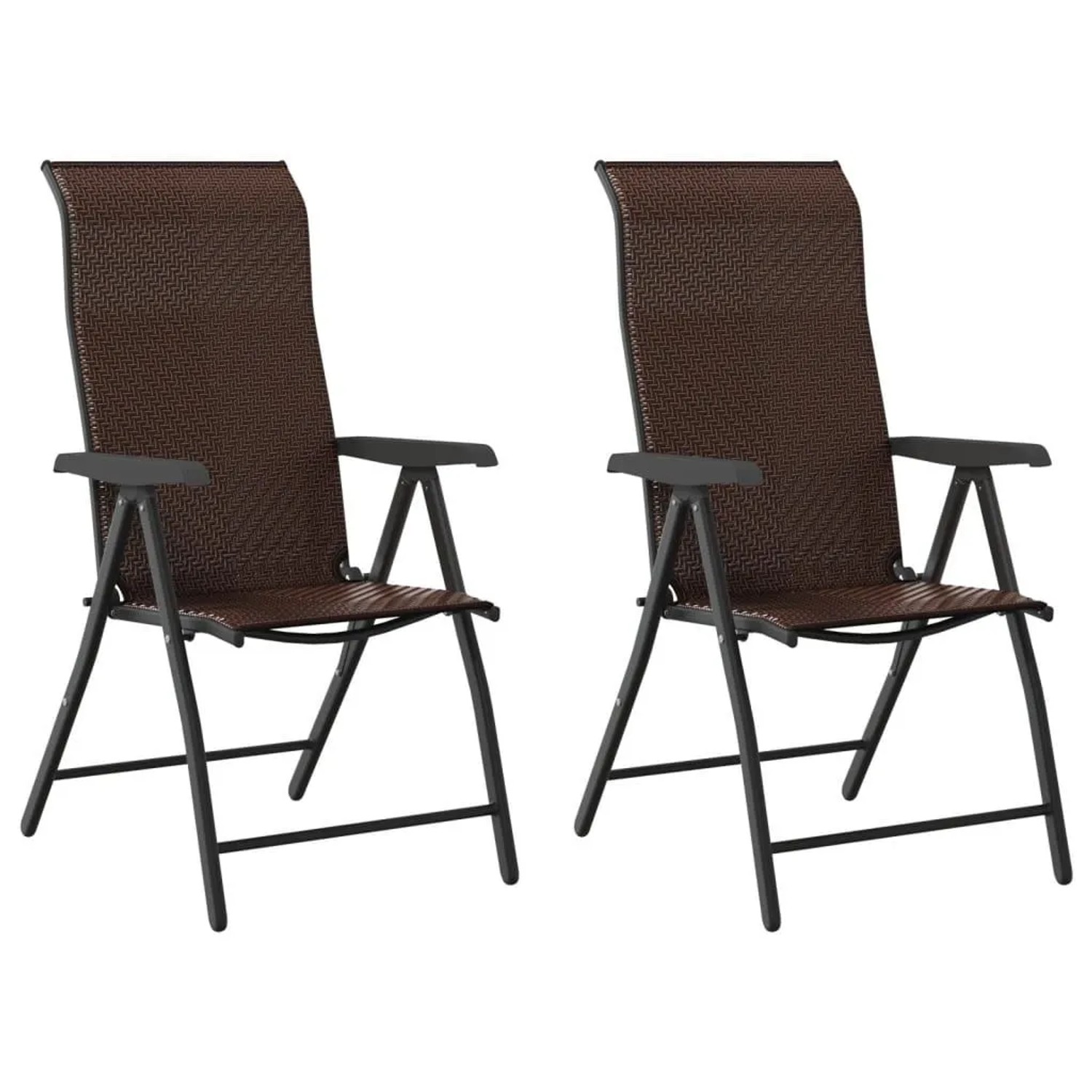 Furnicato Gartenstühle 2 Stk Klappbar Braun Poly Rattan