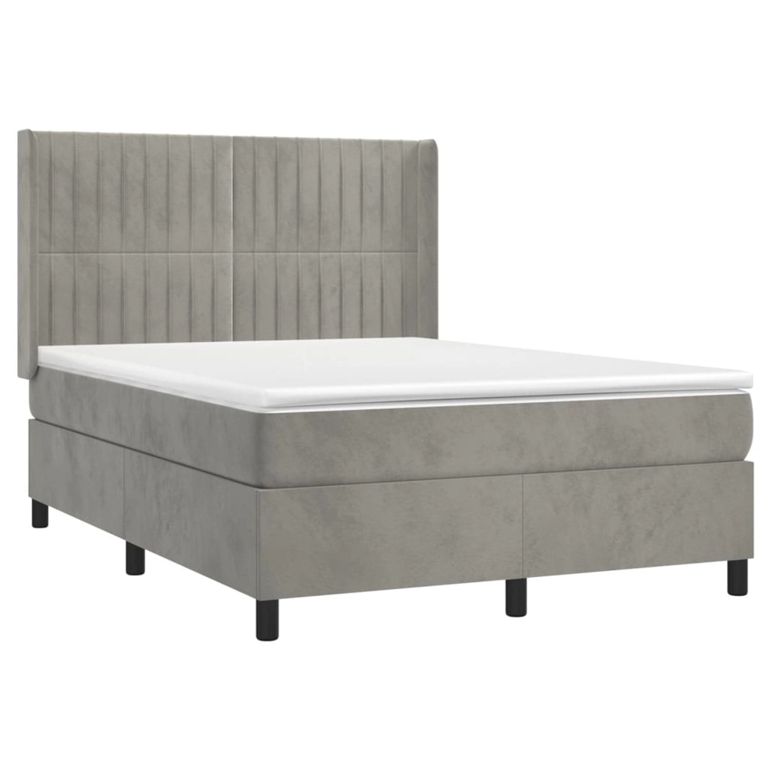 vidaXL Boxspringbett mit Matratze & LED Hellgrau 140x200 cm Samt 3139685 günstig online kaufen