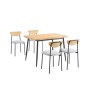 SoBuy Essgruppe mit Esstisch und 4 Stühlen, Holz und Metall, platzsparend.