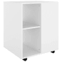 Weißer Rollschrank (60x53x72 cm) aus Holzwerkstoff mit offenem Fach und Ablage für Büro.